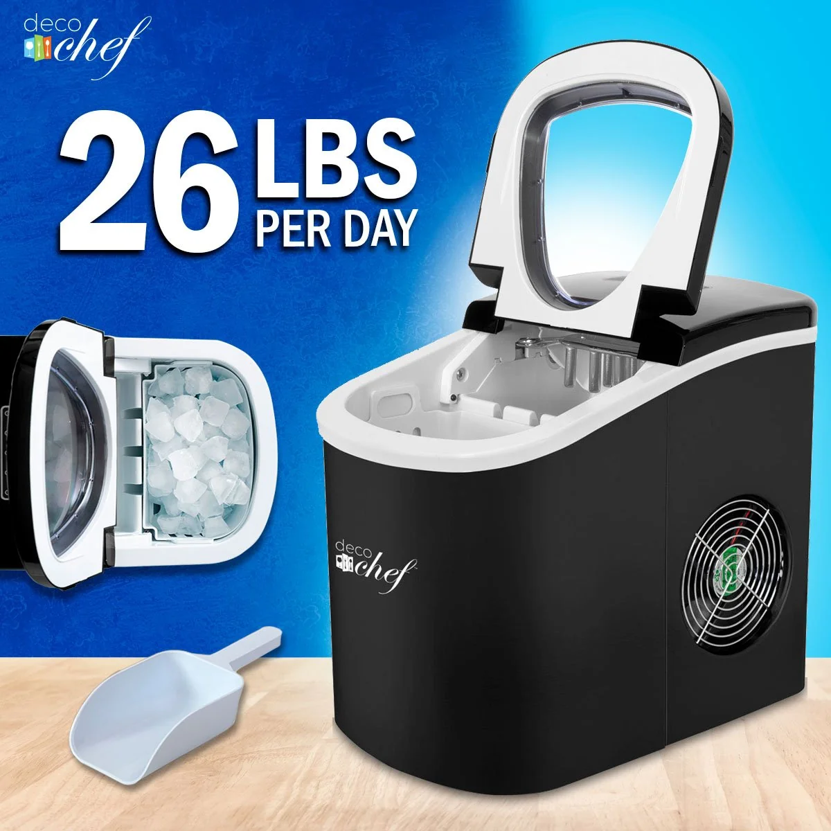 Deco Chef Black Compact Electric Ice Maker | (IMBLK) | Top Load | 26 Lbs Per Day - Image 11