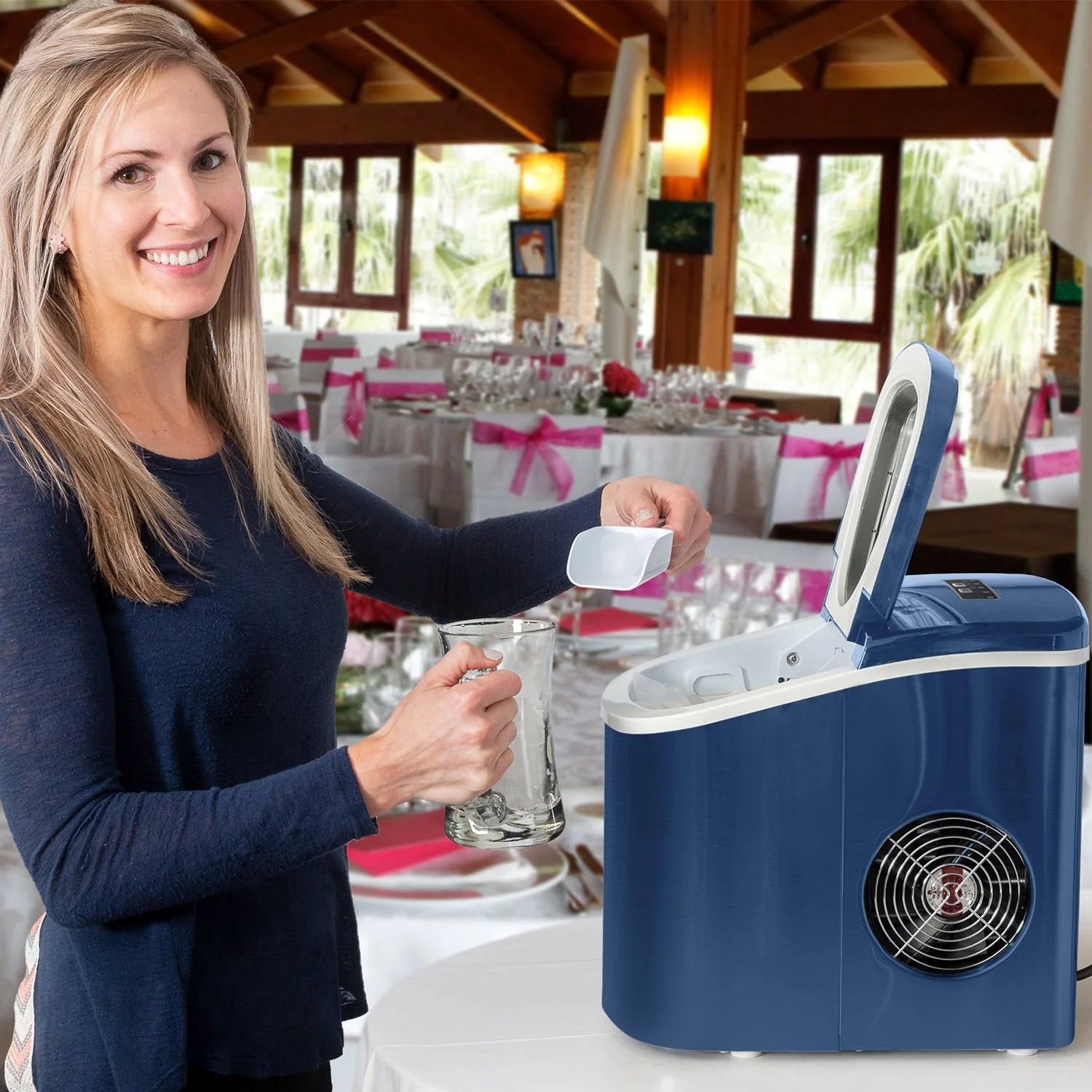 Deco Chef Blue Compact Electric Top Load Ice Maker with The Smoothies Bible Recipe Book - Image 11