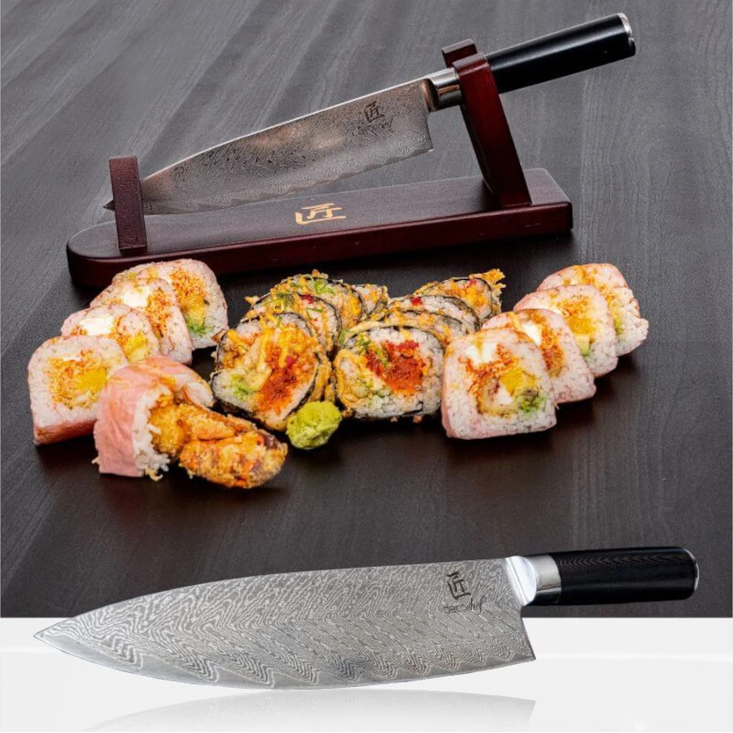 Deco Chef Chef Knife 8-inch Japanese Damascus Steel with Deco Chef Cut Resistant Gloves - Image 5