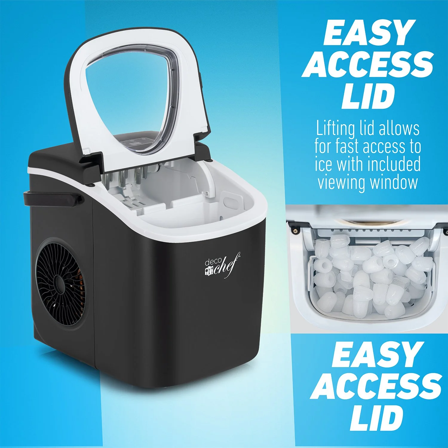 Deco Chef Compact Countertop Ice Maker 26LBs in 24HRs, 9 Ice Cubes in 6 Minutes, Black - Image 6