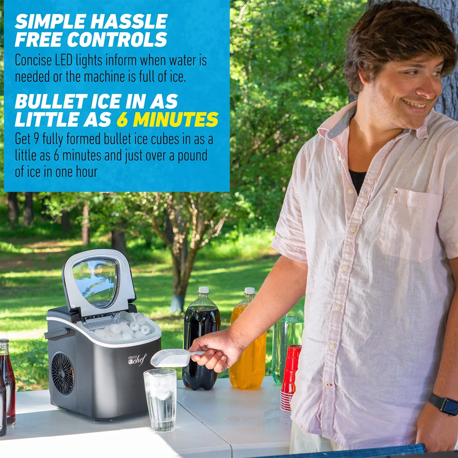 Deco Chef Compact Countertop Ice Maker 26LBs in 24HRs, 9 Ice Cubes in 6 Minutes, Black - Image 8