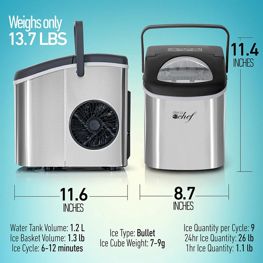Deco Chef Compact Countertop Ice Maker 26LBs in 24HRs Open Box + 1 Year Warranty - Image 7