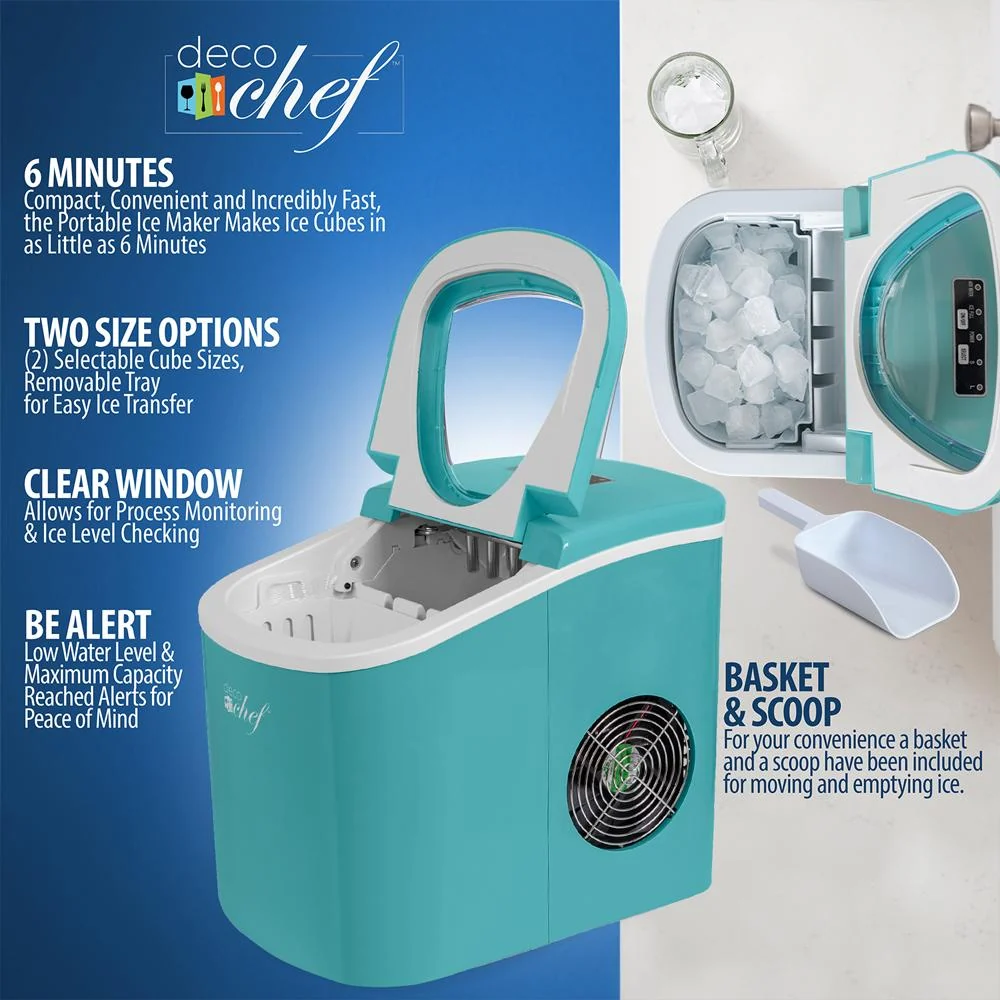 Deco Chef Compact Electric Ice Maker Turquoise with 1 Year Extended Warranty - Image 8