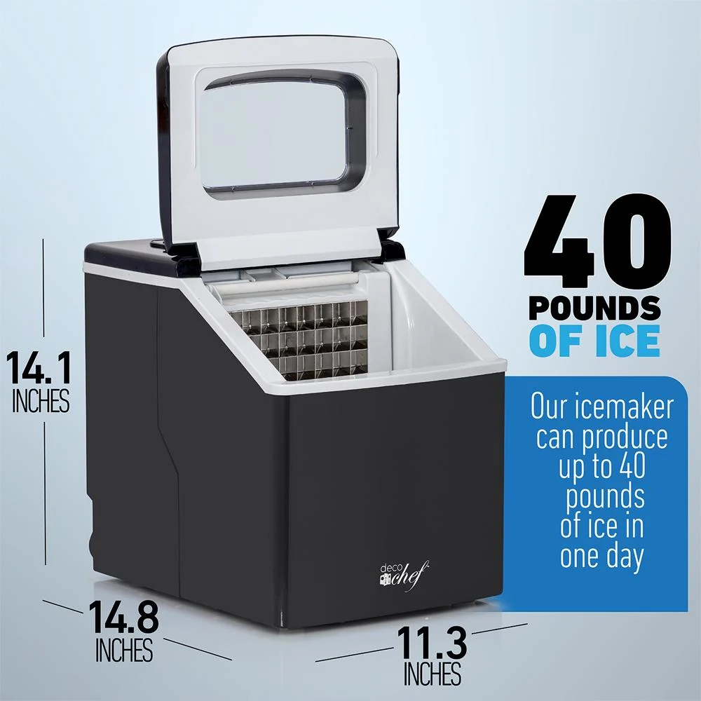 Deco Chef Countertop Portable Ice Maker 40 lb/Day Black with Extended Warranty - Image 5
