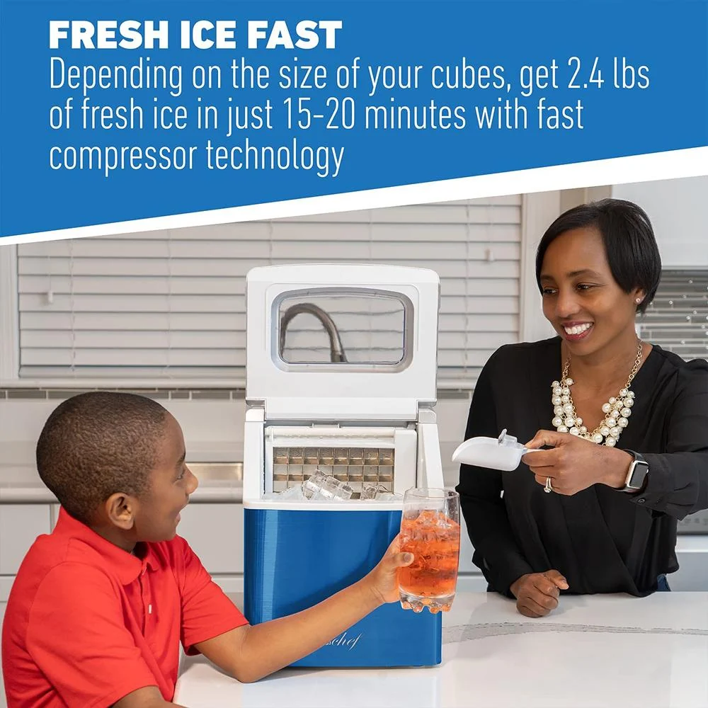 Deco Chef Countertop Portable Ice Maker for Home or Office; 40 lb/Day; Blue - Open Box - Image 8