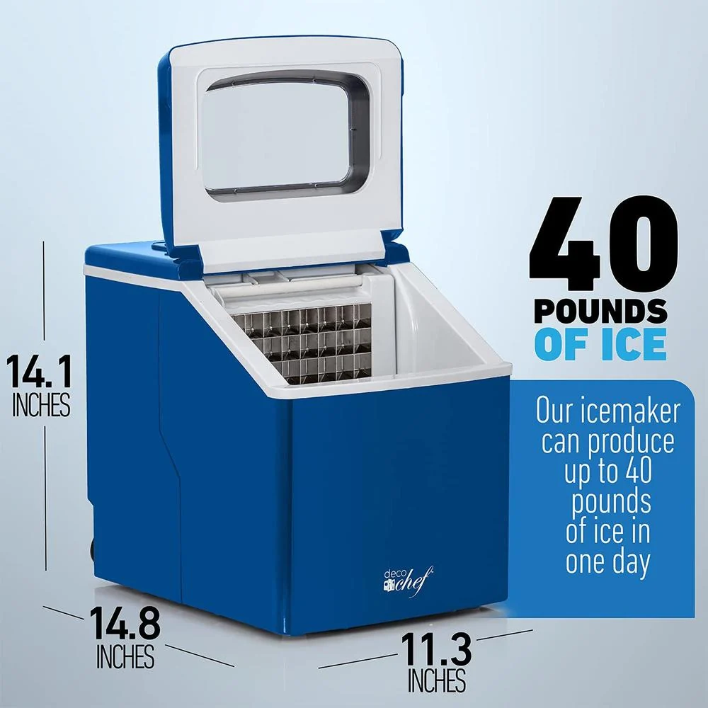 Deco Chef Countertop Portable Ice Maker for Home or Office; 40 lb/Day; Blue - Open Box - Image 9