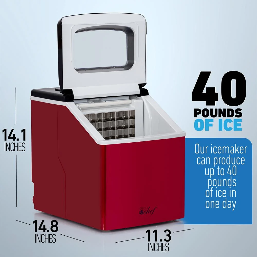 Deco Chef 40 lb/Day Countertop Portable Ice Maker for Home or Office - ICMRED - Open Box - Image 9