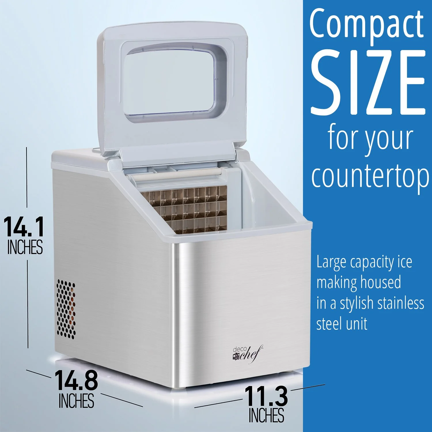 Deco Chef Countertop Portable Ice Maker for Home or Office, 40 lb/Day, Stainless Steel - Image 5