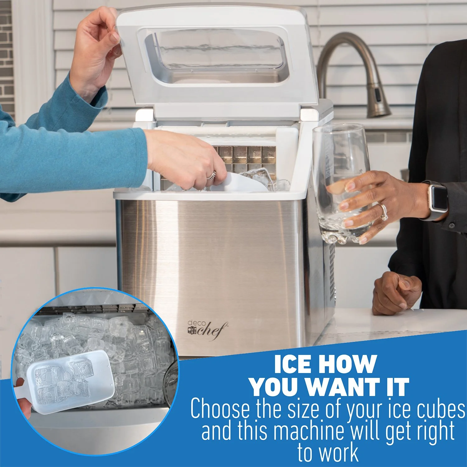 Deco Chef Countertop Portable Ice Maker for Home or Office, 40 lb/Day, Stainless Steel - Image 6
