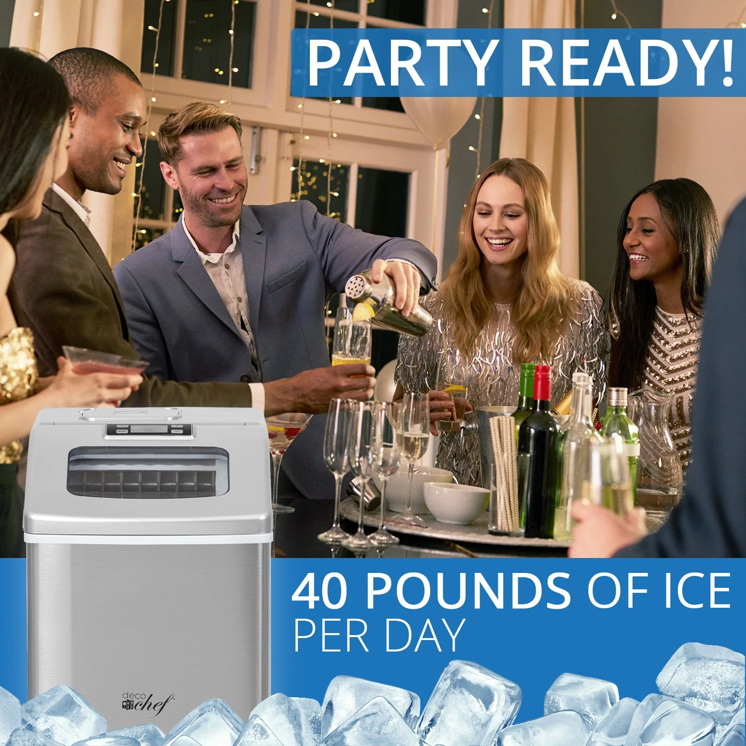 Deco Chef Countertop Portable Ice Maker for Home or Office, 40 lb/Day, Stainless Steel - Image 8