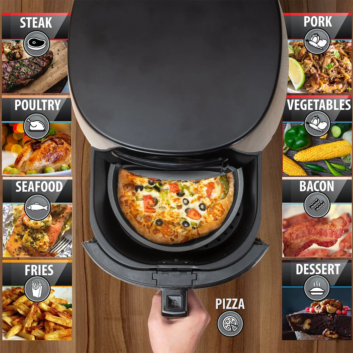 Deco Chef Digital 5.8QT Electric Air Fryer For Healthy Frying - Black - Refurbished - Image 10