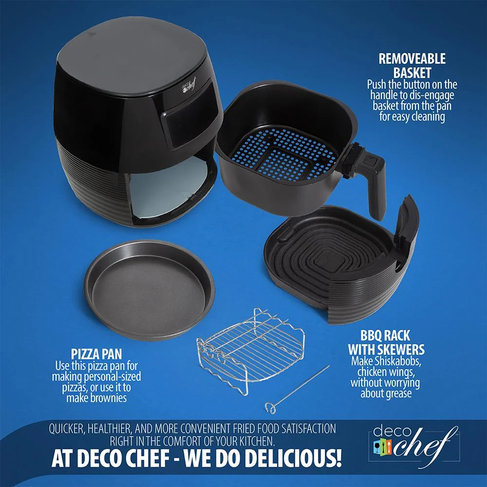 Deco Chef Digital 5.8QT Electric Air Fryer - Healthier & Faster Cooking - Black - Open Box - Image 6