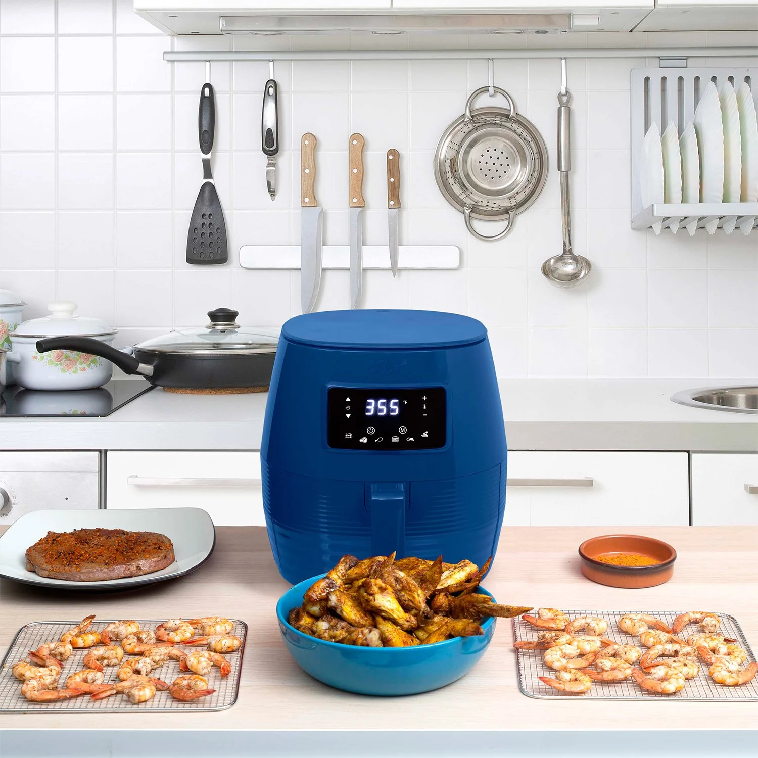 Deco Chef Digital 5.8QT Electric Air Fryer - Healthier & Faster Cooking - Blue - Image 12