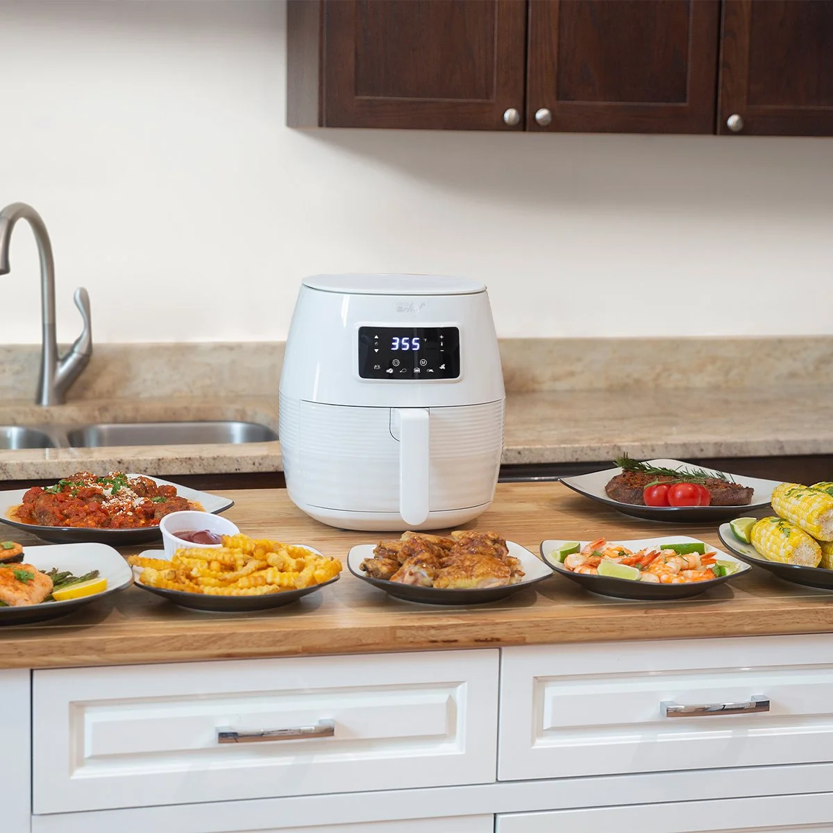Deco Chef Digital 5.8QT Electric Air Fryer - Healthier & Faster Cooking - White - Image 5