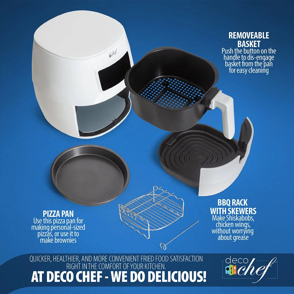 Deco Chef Digital 5.8QT Electric Air Fryer - Healthier & Faster Cooking - White - Image 6