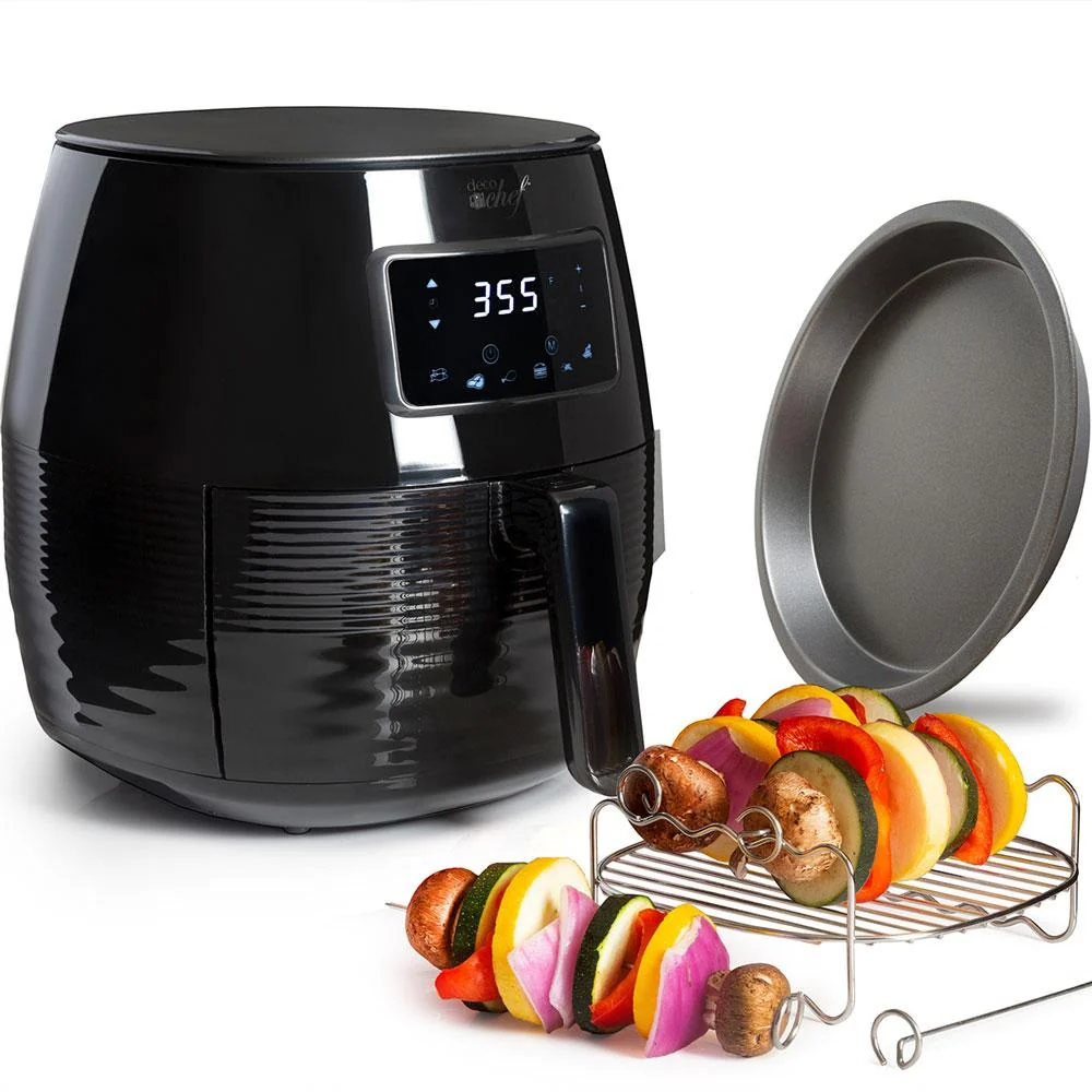 Deco Chef Digital 5.8QT Electric Air Fryer w/ Cut Resistant Gloves & Knife Set - Black - Image 7