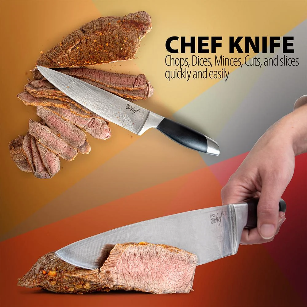 Deco Chef Gourmet 12 Piece Stainless Steel Knife Set with Storage Block Open Box - Image 4