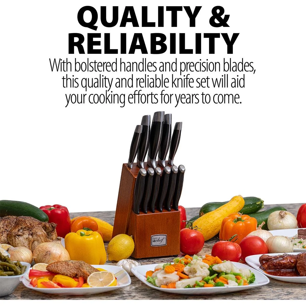 Deco Chef Gourmet 12 Piece Stainless Steel Knife Set with Storage Block Open Box - Image 5
