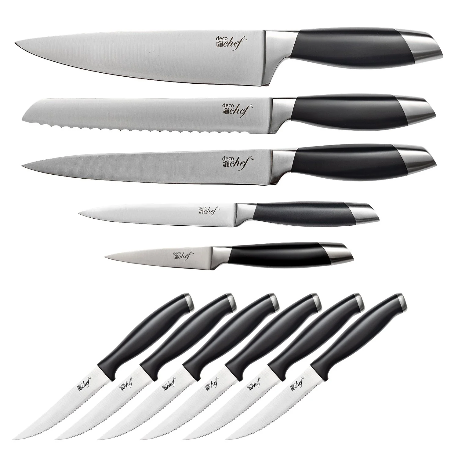 Deco Chef Gourmet 12 Piece Stainless Steel Knife Set with Storage Block - Full Tang Design - Image 12