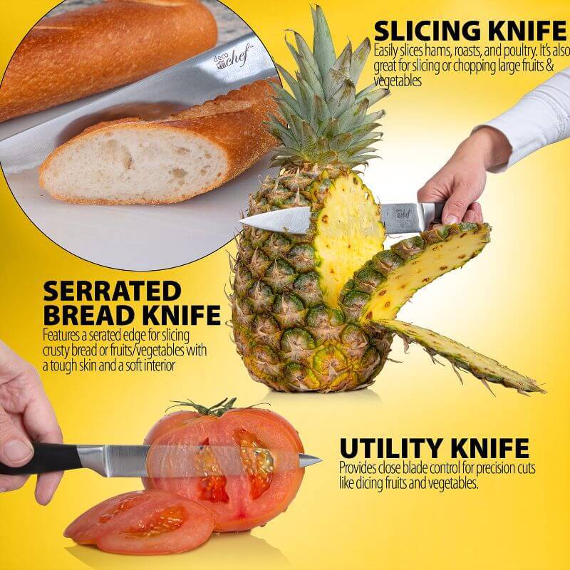 Deco Chef Gourmet 12pc Knife Set with Storage Block Bundle with Kitchen Essentials - Image 4