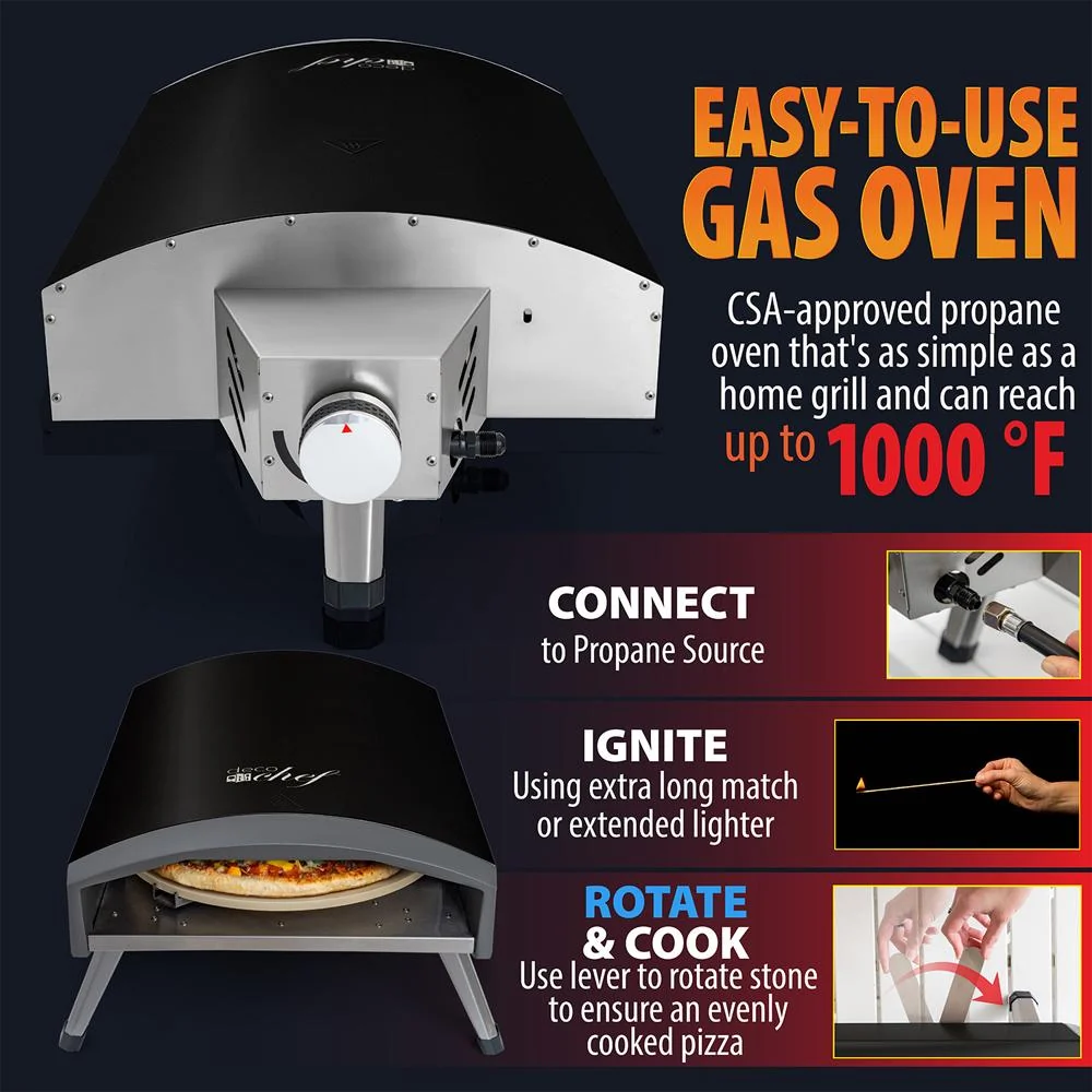 Deco Chef Outdoor Gas Pizza Oven, Portable Design, Black (Open Box) + 1 Year Warranty - Image 6