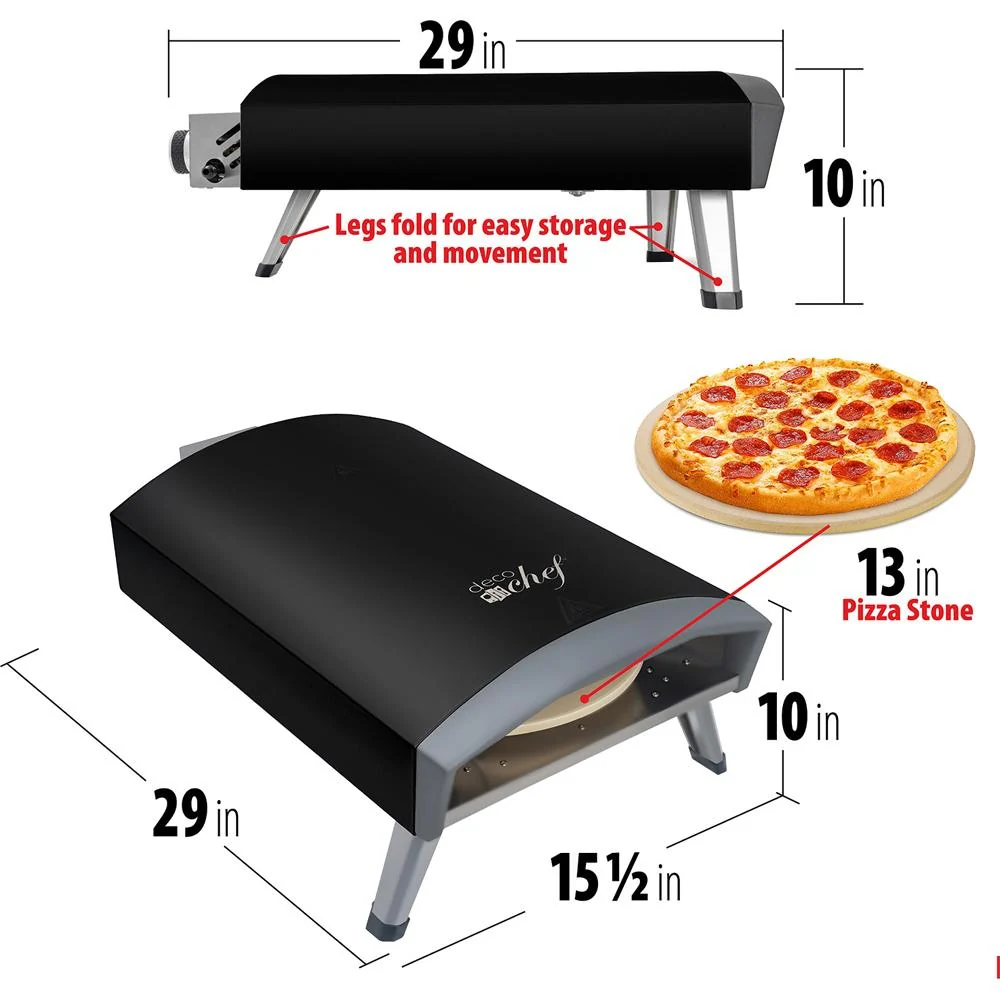Deco Chef Portable Outdoor Gas Pizza Oven in Black - PRPO30BLK - Open Box - Image 4