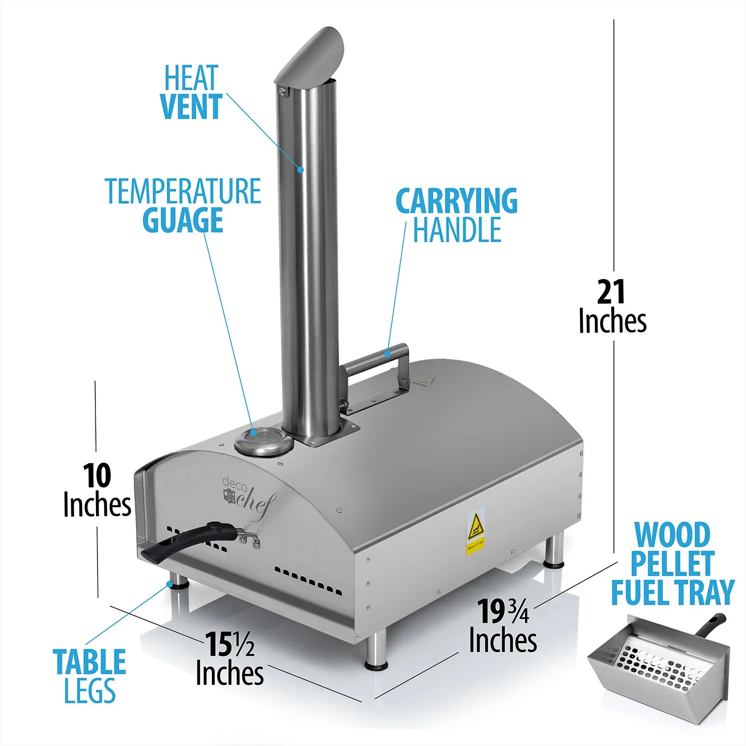 Deco Chef Portable Outdoor Pizza Oven with 2-in-1 Pellet Pizza & Grill Oven Functionality - Image 5