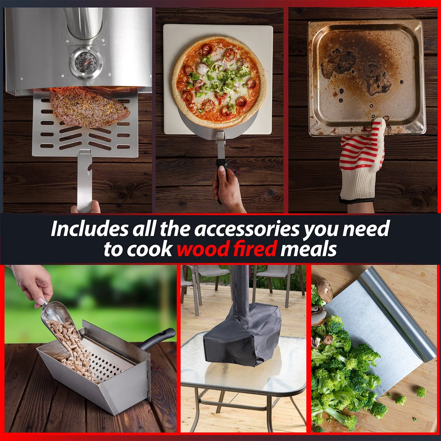 Deco Chef Portable Outdoor Pizza Oven with 2-in-1 Pellet Pizza & Grill Oven Functionality - Image 6