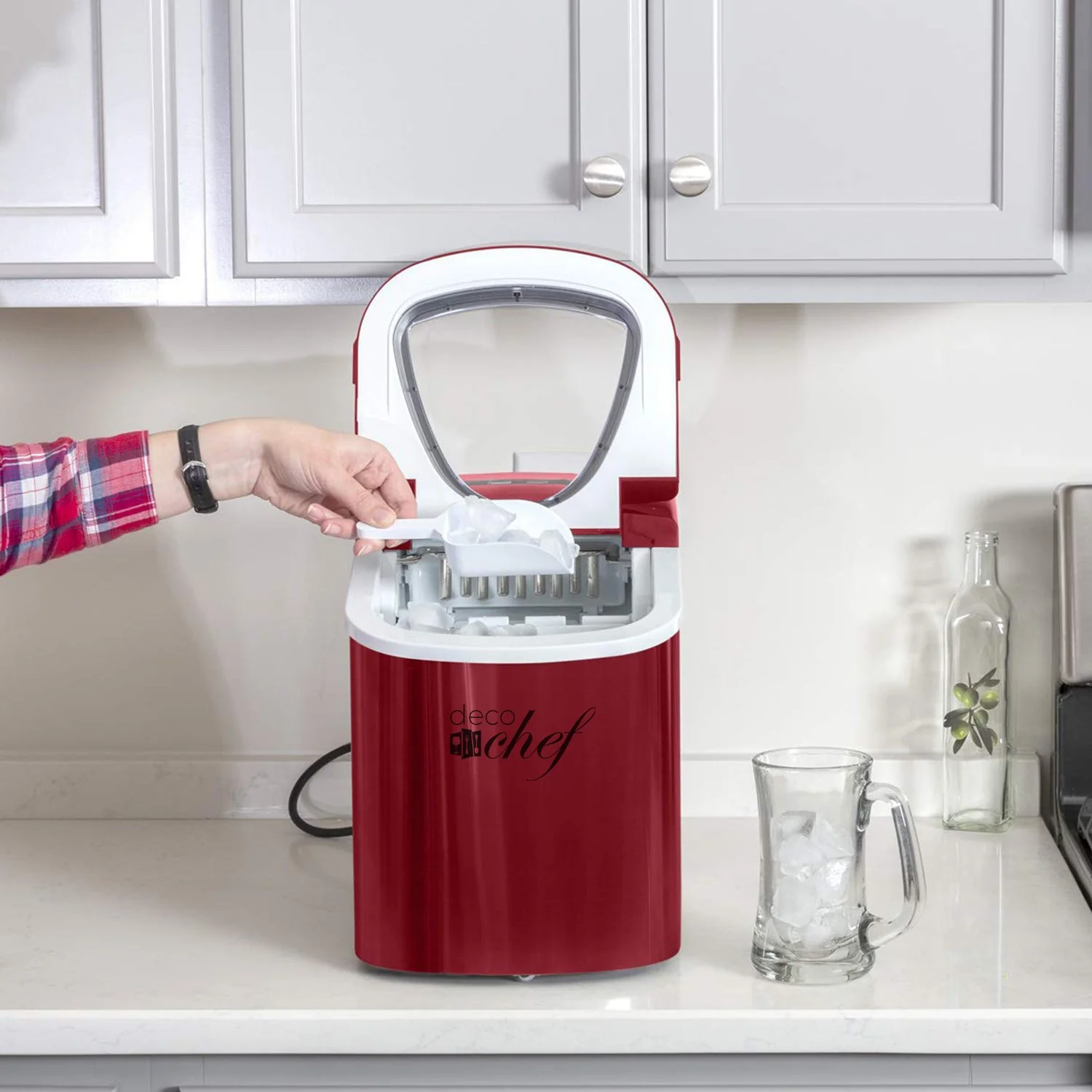 Deco Chef Red Compact Electric Ice Maker | (IMRED) | Top Load | 26 Lbs Per Day - Image 13
