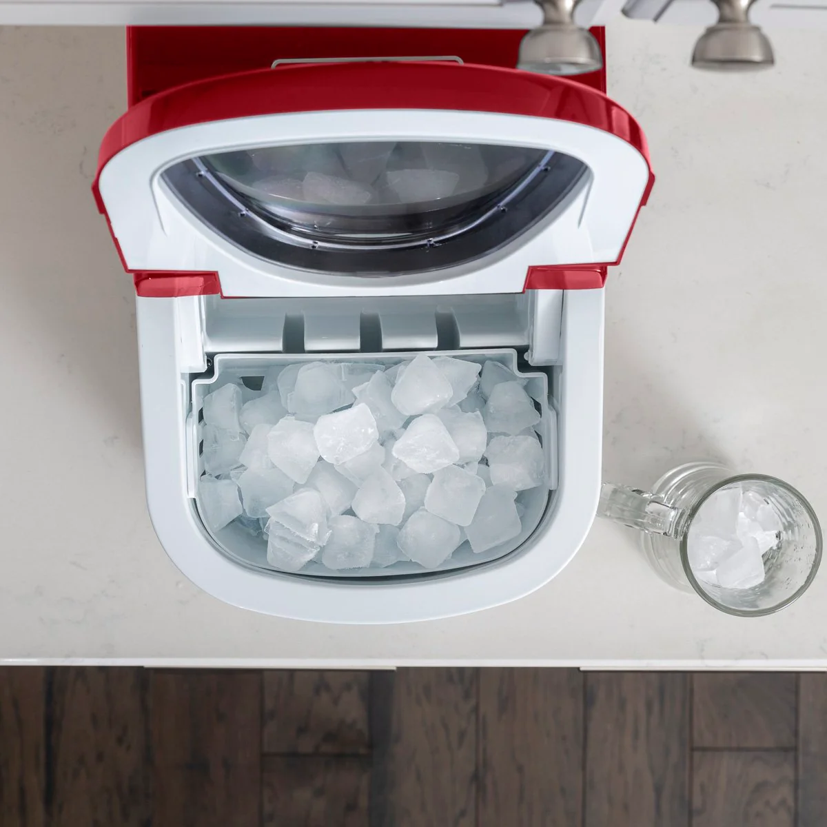 Deco Chef Red Compact Electric Top Load Ice Maker with The Smoothies Bible Recipe Book - Image 7