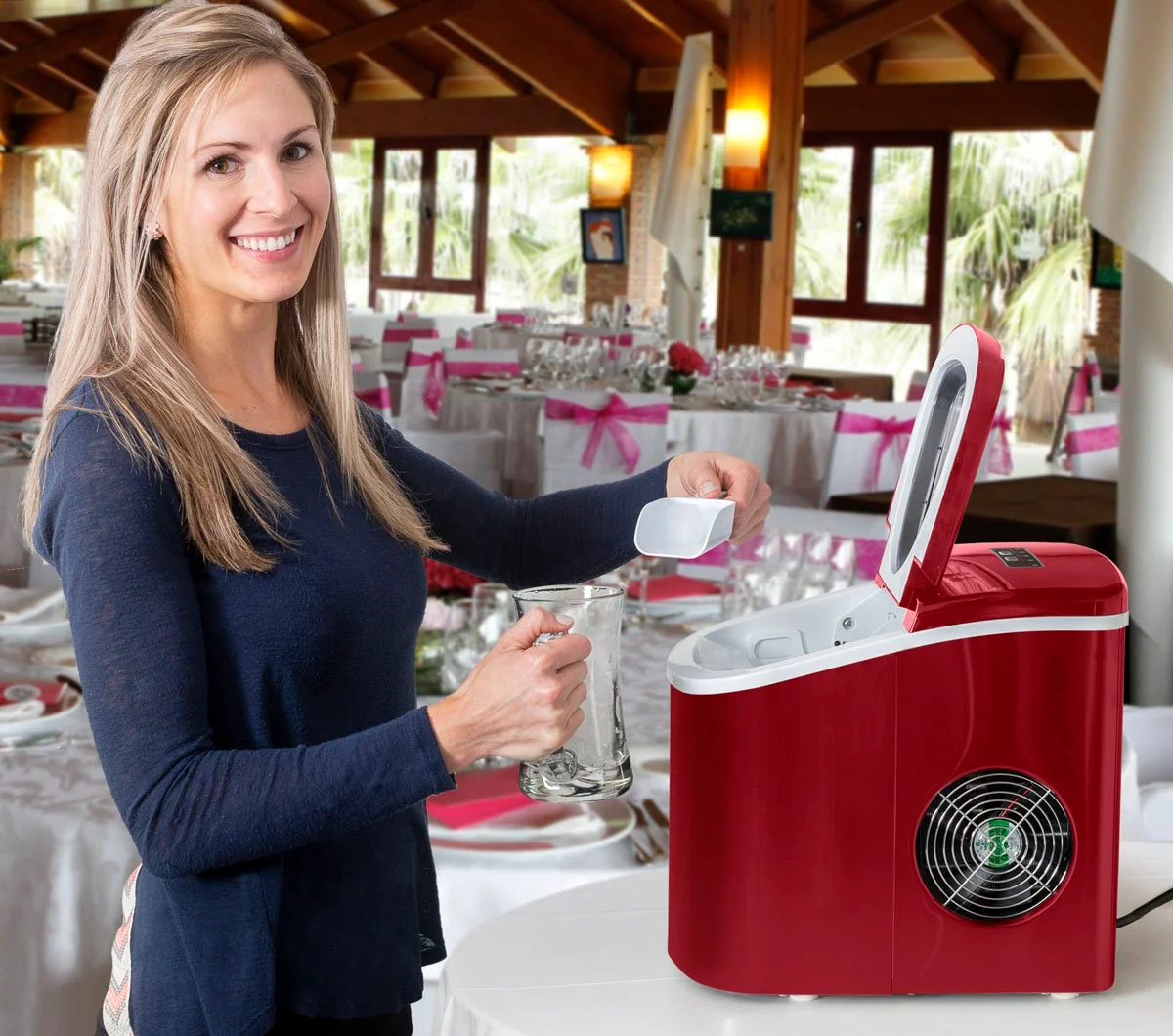 Deco Chef Red Compact Electric Top Load Ice Maker with The Smoothies Bible Recipe Book - Image 8