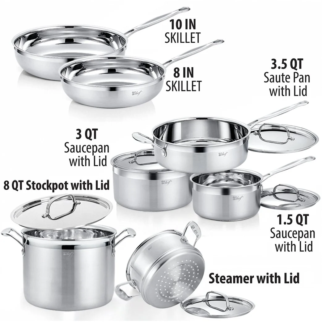 Deco Chef Stainless Steel Cookware 12 Piece Set + Bonus Deco Chef 12 Piece Knife Set - Image 2