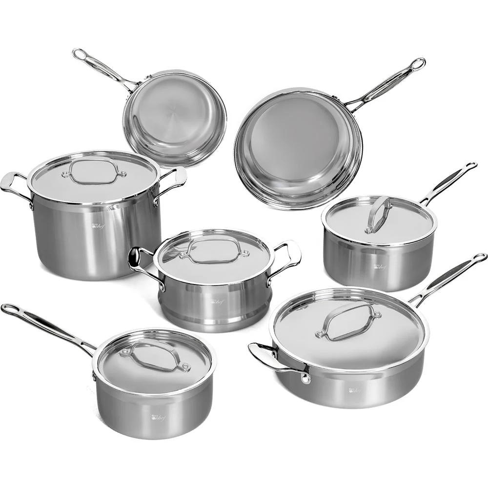 Deco Chef Steel Cookware 12 PC Starter Set, Tri-Ply Core, Handles Open Box - Image 10