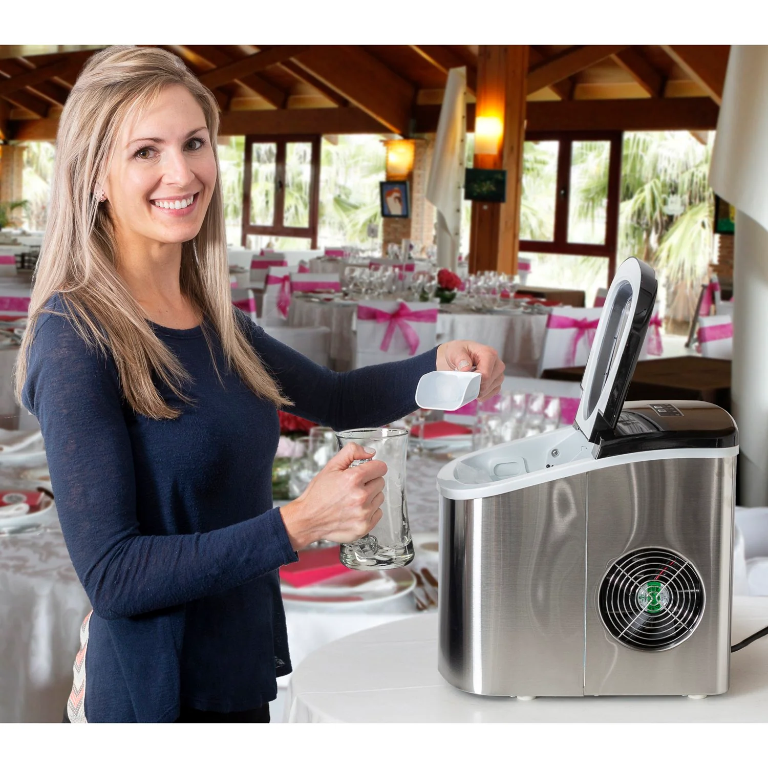 Deco Chef Stainless Steel Electric Top Load Ice Maker with The Smoothies Bible Recipe Book - Image 10