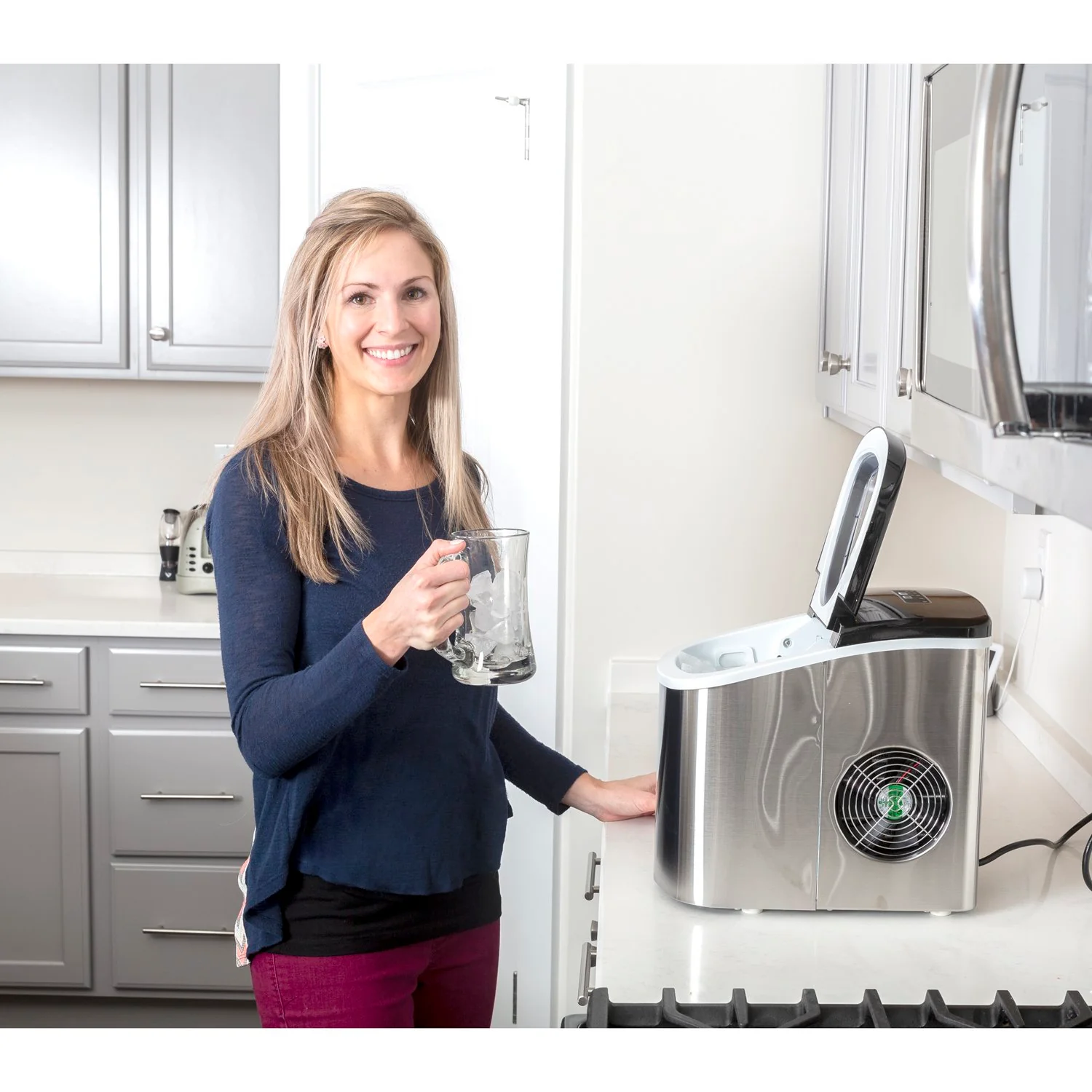 Deco Chef Stainless Steel Electric Top Load Ice Maker with The Smoothies Bible Recipe Book - Image 11