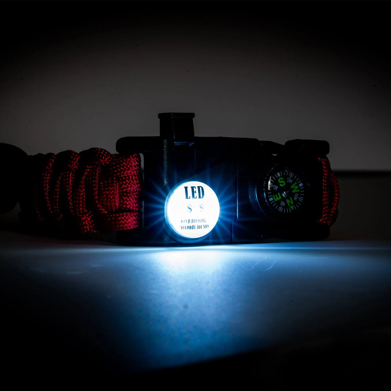 Deco Essentials 2-Pack Tactical Emergency Paracord Bracelet w/ SOS LED Whistle Knife Multi Tool - Image 13