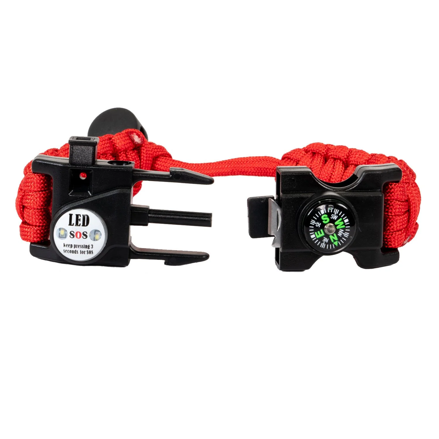 Deco Essentials 2-Pack Tactical Emergency Paracord Bracelet w/ SOS LED Whistle Knife Multi Tool - Image 4