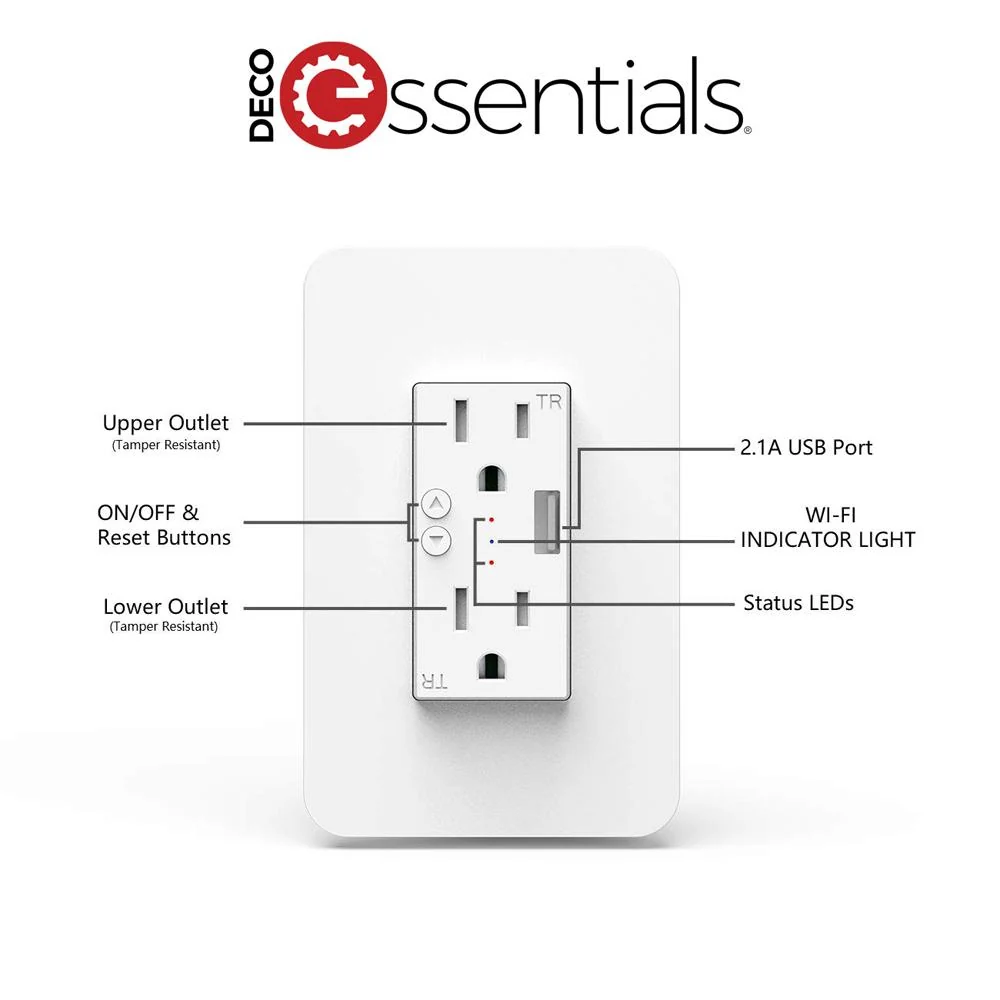Deco Essentials 2x WiFi Smart Light Switch w/ 2x Smart Wall Outlet Plug - Image 9