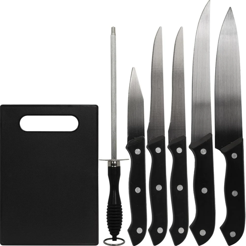 Deco Essentials 5pc Knife Set w/Board & Sharpening Steel +Gloves+Knife Sharpener - Image 2