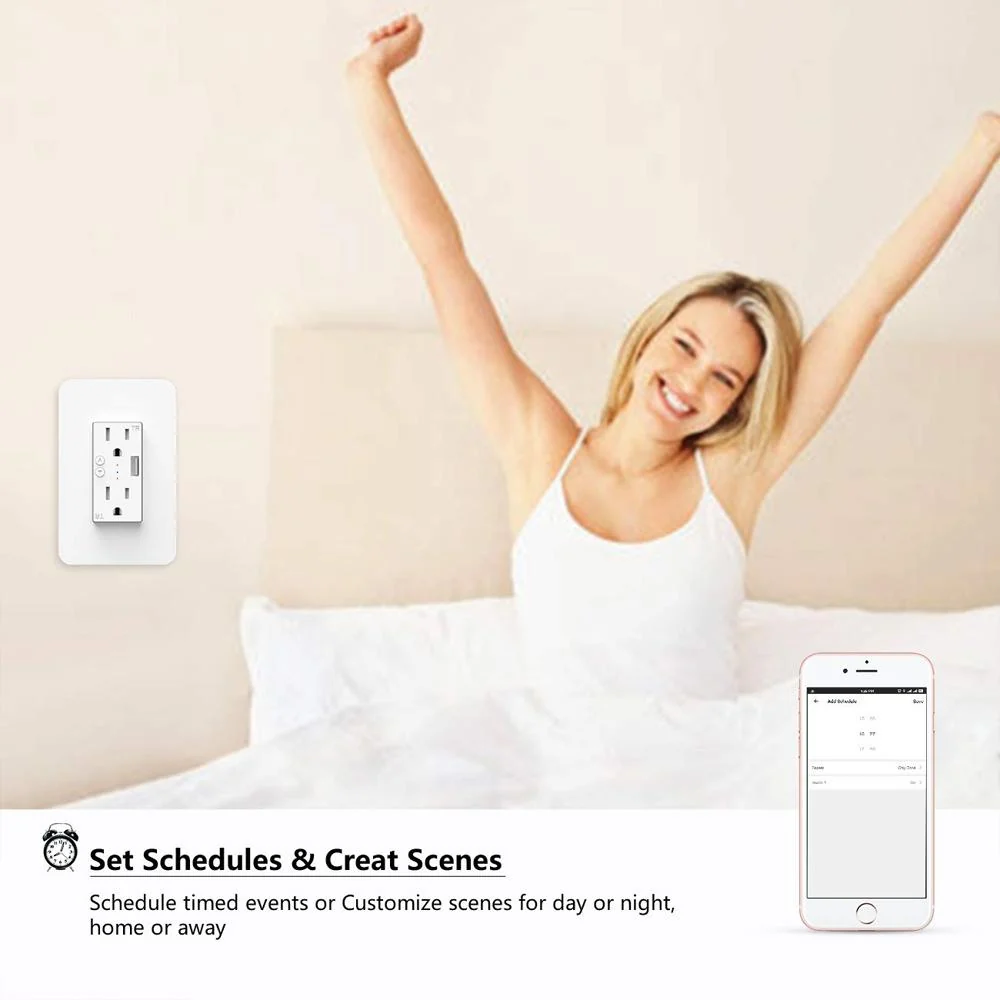 Deco Essentials WFWOTLT Smart WiFi Wall Outlet Plug 2 Pack - Image 6