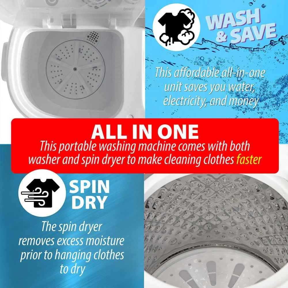 Deco Gear Compact Twin Tub Washing Machine in White - TWSHM02 - Open Box - Image 10