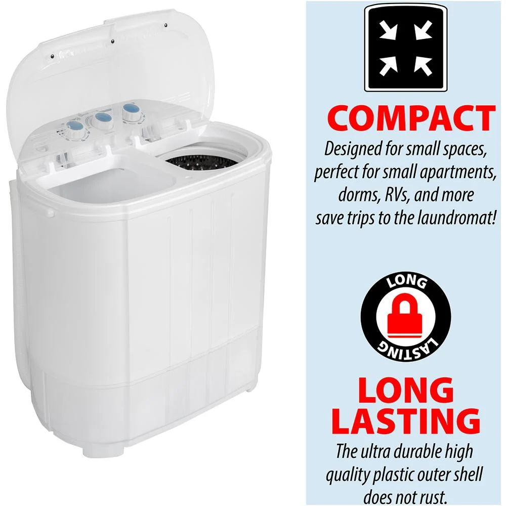 Deco Gear Compact Twin Tub Washing Machine in White - TWSHM02 - Open Box - Image 7