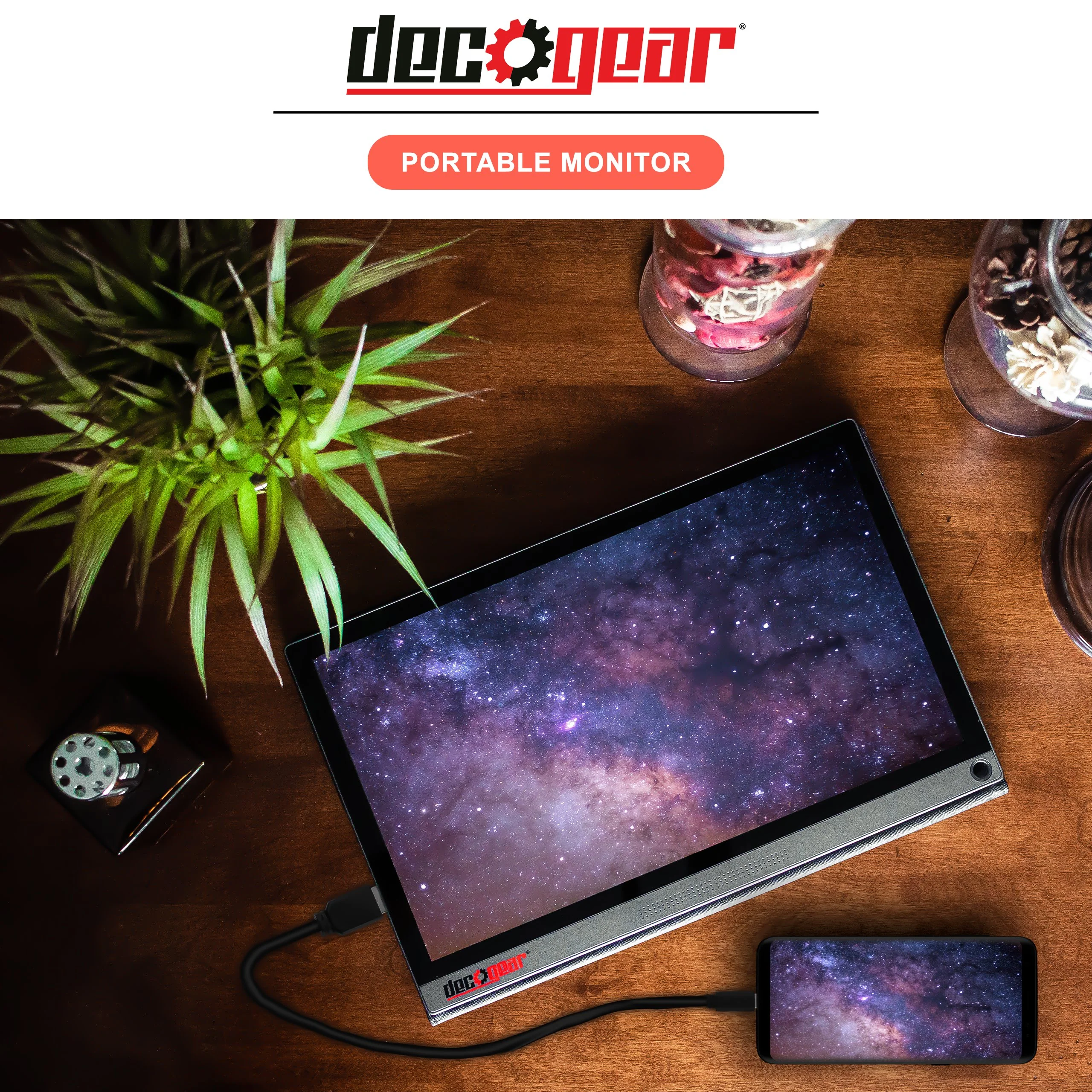 Deco Gear 15.6" Portable Monitor 1080p IPS Rechargeable Touchscreen, Speakers, USB-C, HDMI - Image 14
