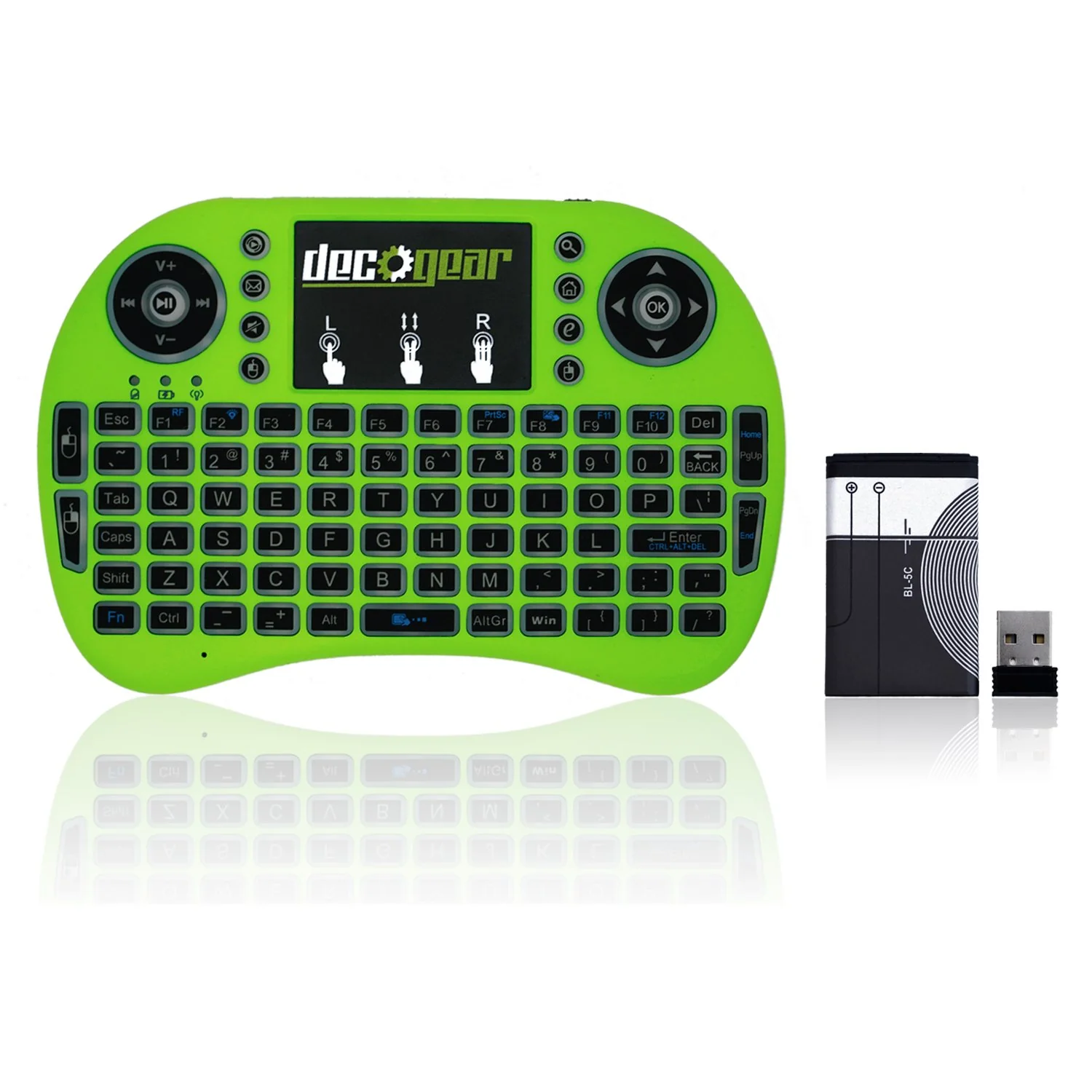 Deco Gear 2.4GHz Mini Wireless Backlit Keyboard with Touchpad Mouse - Green (STV300G) - Image 6
