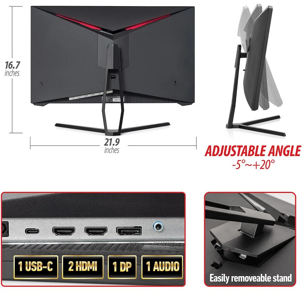 Deco Gear 25-inch 1080P FHD Gaming Monitor in Black - VIEW250F - Open Box - Image 7