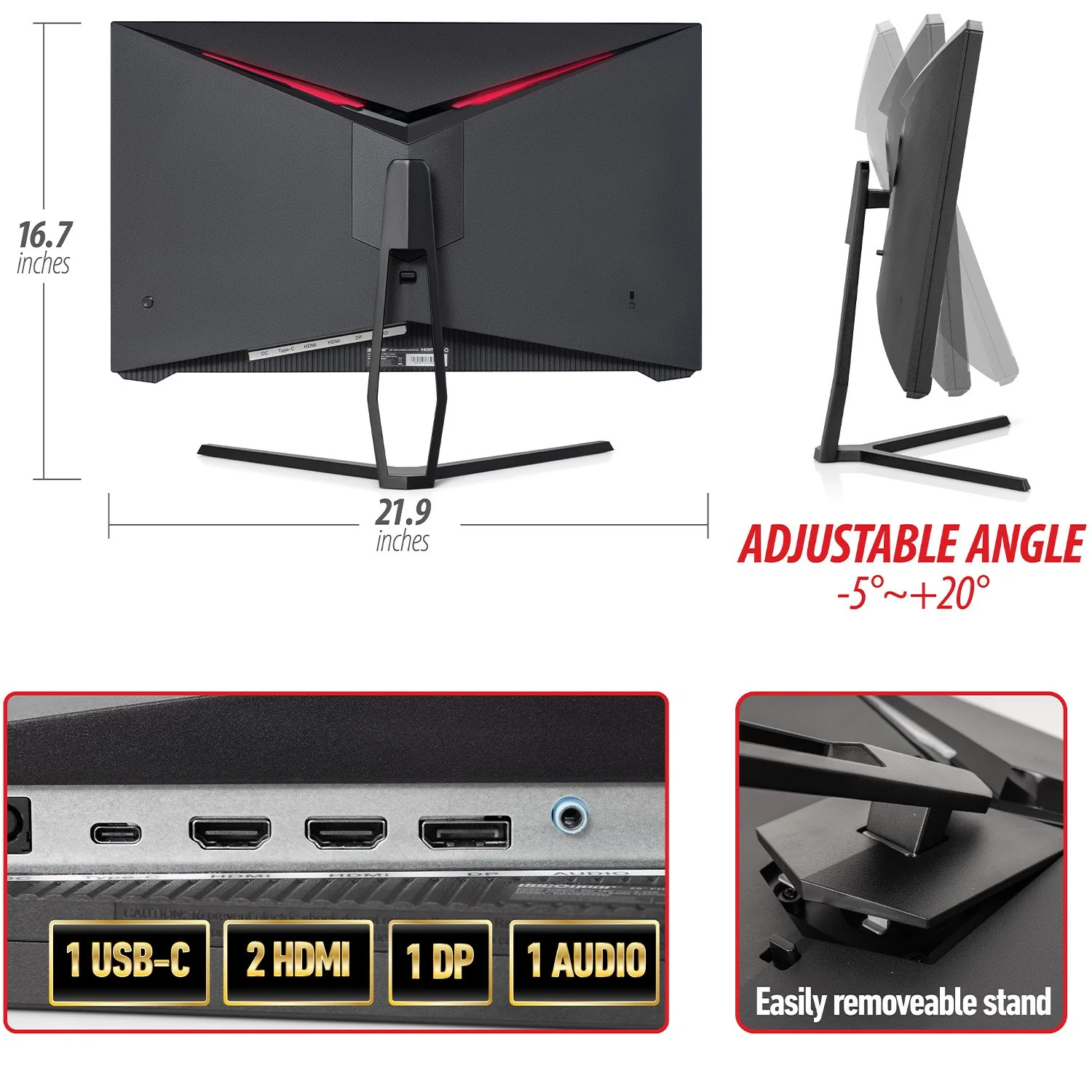 Deco Gear 25" Gaming Monitor, 1080P FHD, IPS Panel, 144Hz, 1ms, 99% sRGB, 2-Pack - Image 4