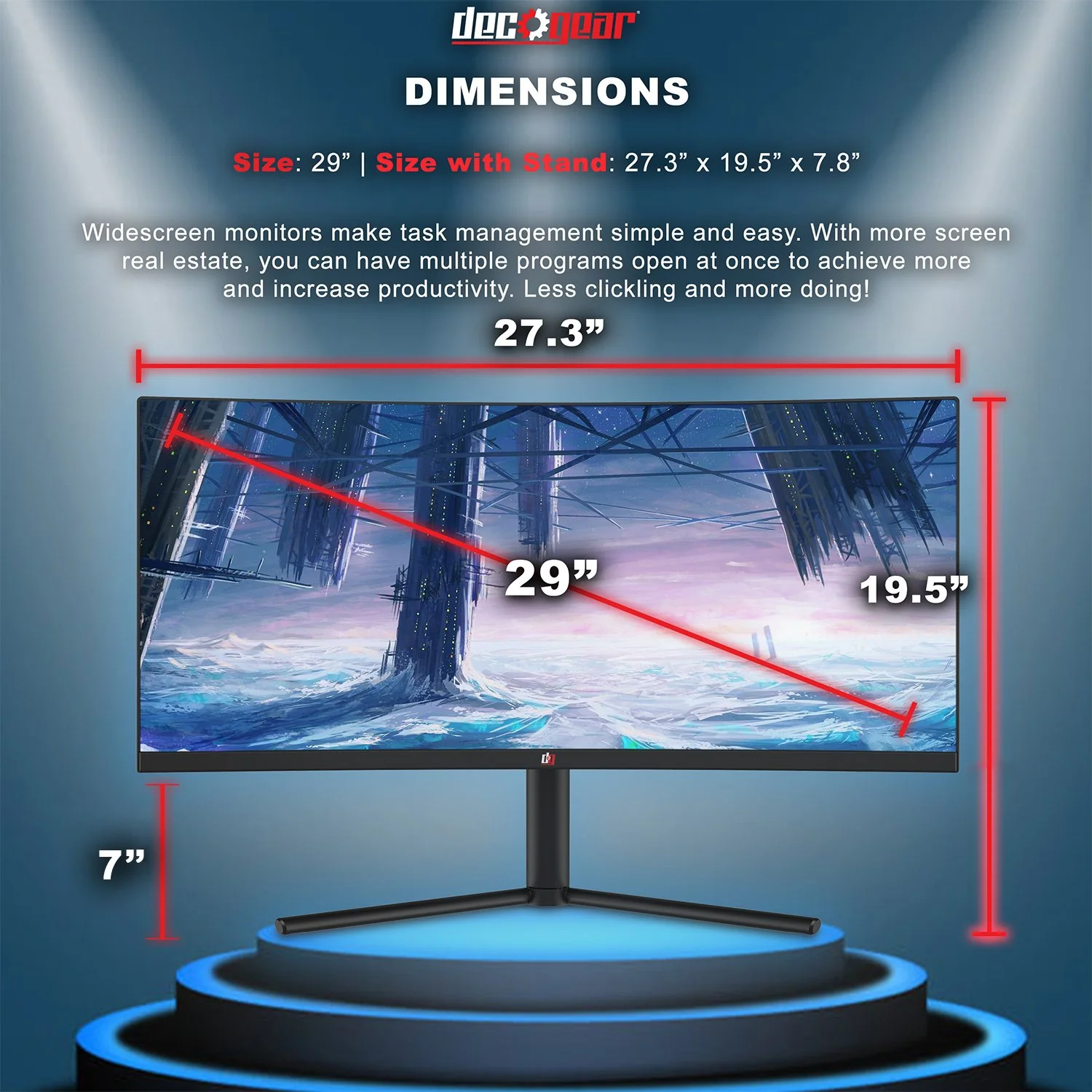 Deco Gear 29-Inch 2560x1080 100Hz VA Curved Monitor, Color Accurate, 4ms - Refurbished - Image 17