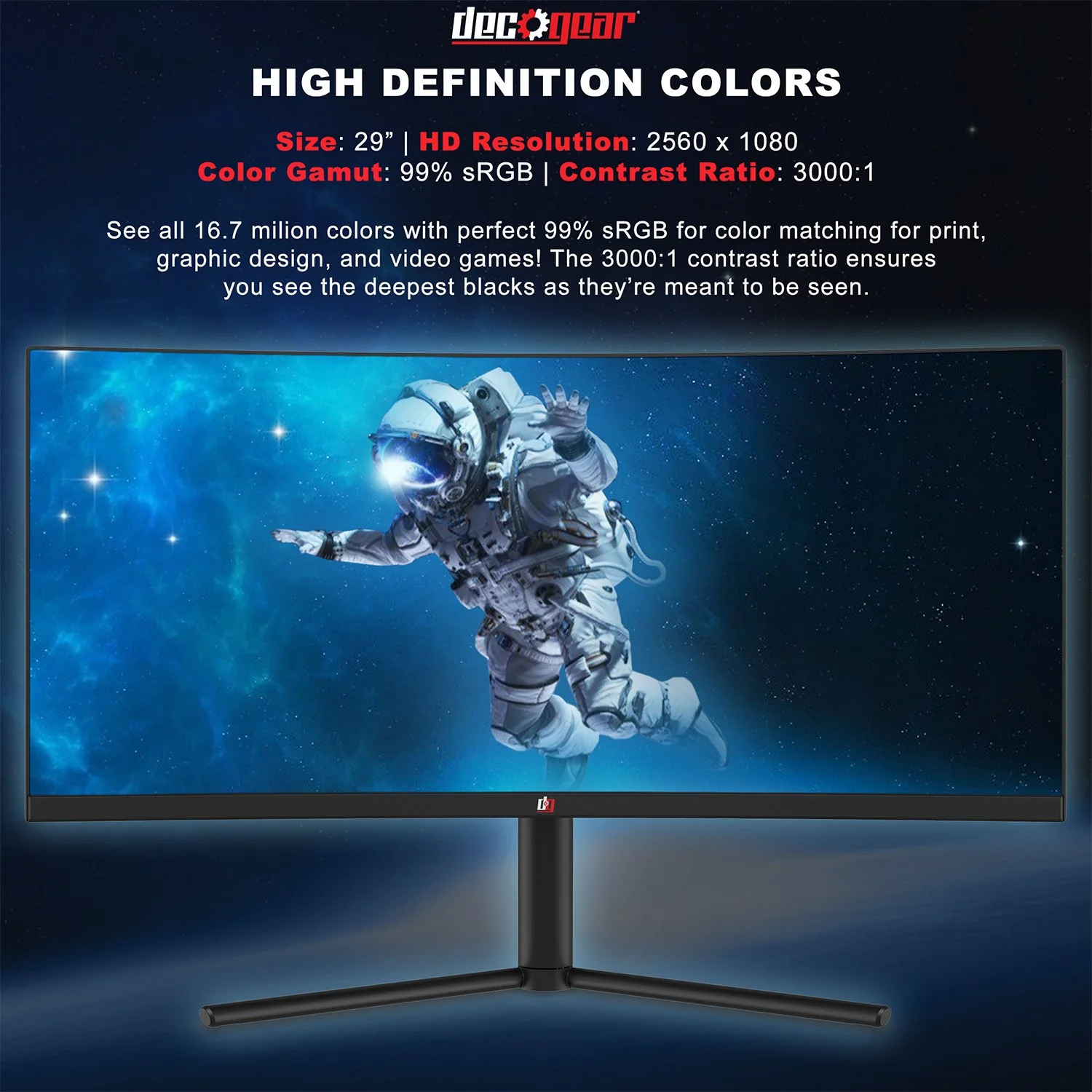 Deco Gear 29-Inch 2560x1080 100Hz VA Curved Monitor, Color Accurate, 4ms - Refurbished - Image 18