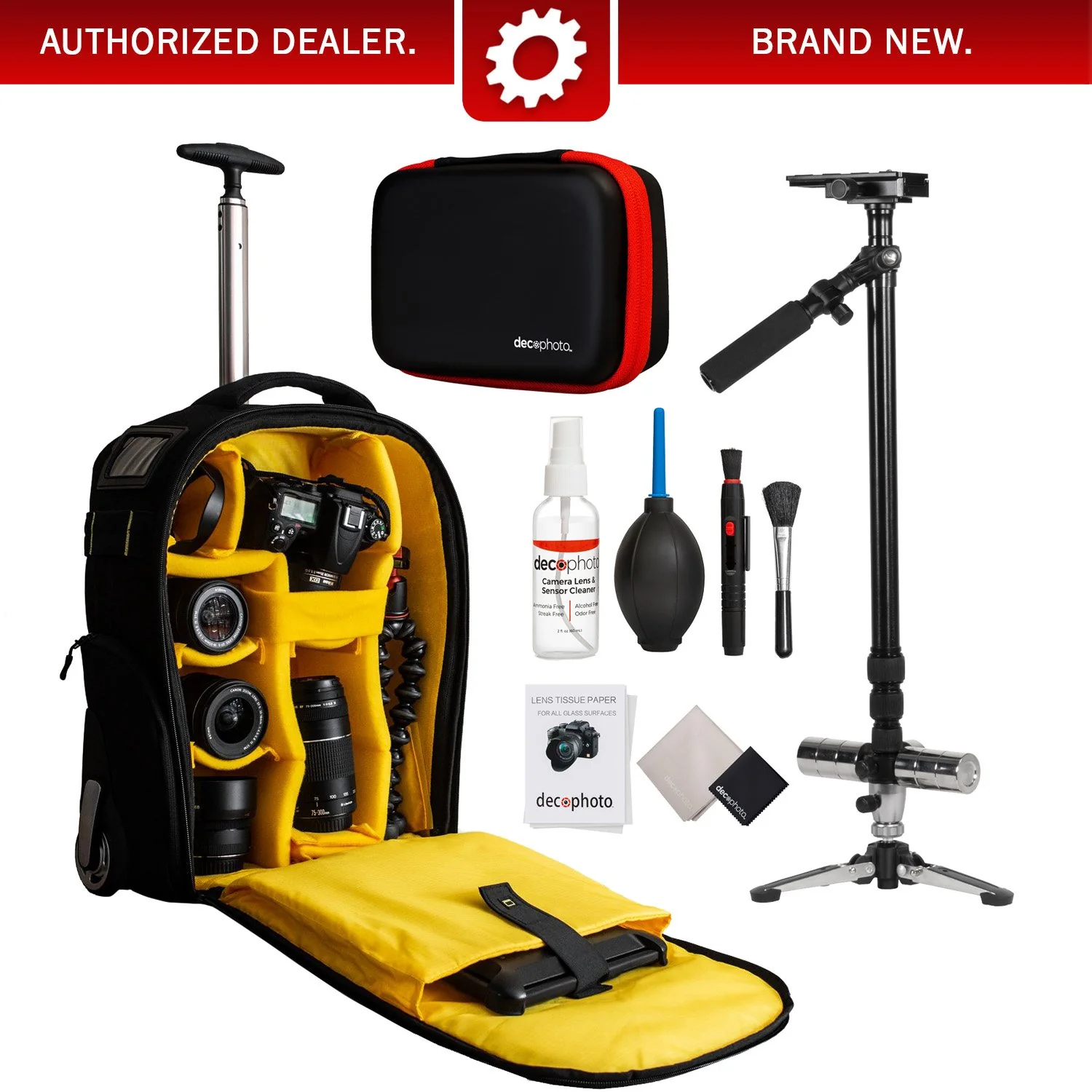 Deco Gear 3-in-1 Travel Camera Case Trolley Backpack with Pro 59" Tripod and Cleaning Kit - Image 27