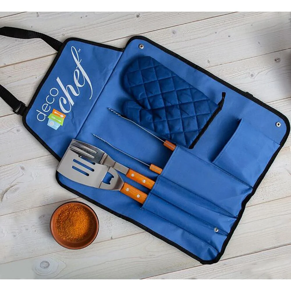 Deco Gear 3 Piece BBQ Tool Set with Apron, Spatula, Tongs, Fork & Mitt Open Box - Image 10